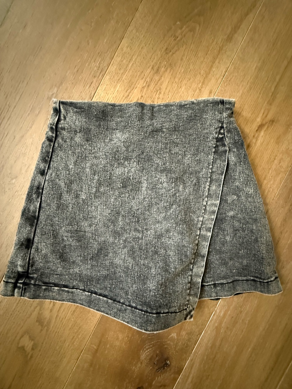 Washed Black Denim Mini Skort